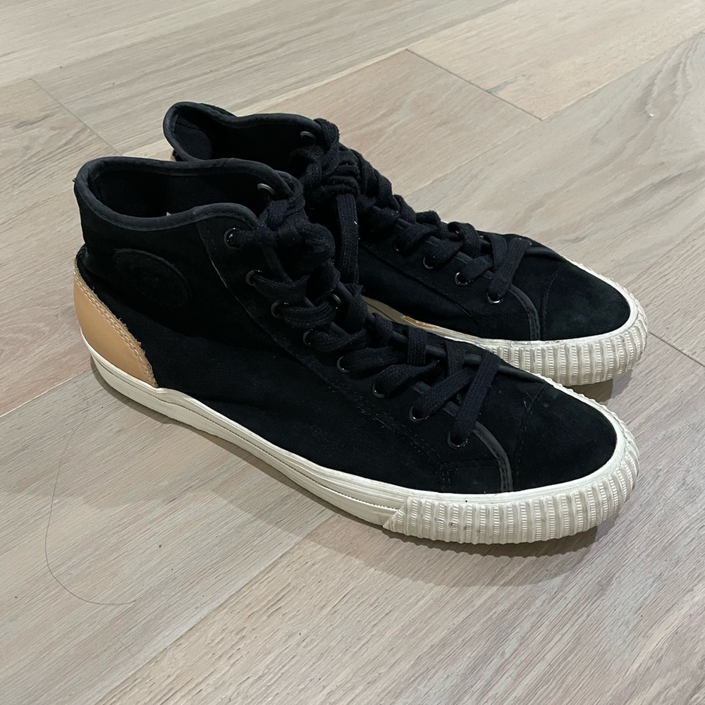 PF Flyers Center Hi , Black Suede Tan